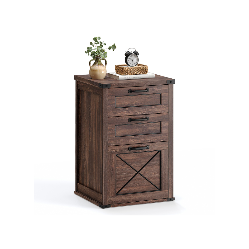 VASAGLE Modern Farmhouse File Cabinet, Printer Stand, 2/3 Drawer Filing Storage
