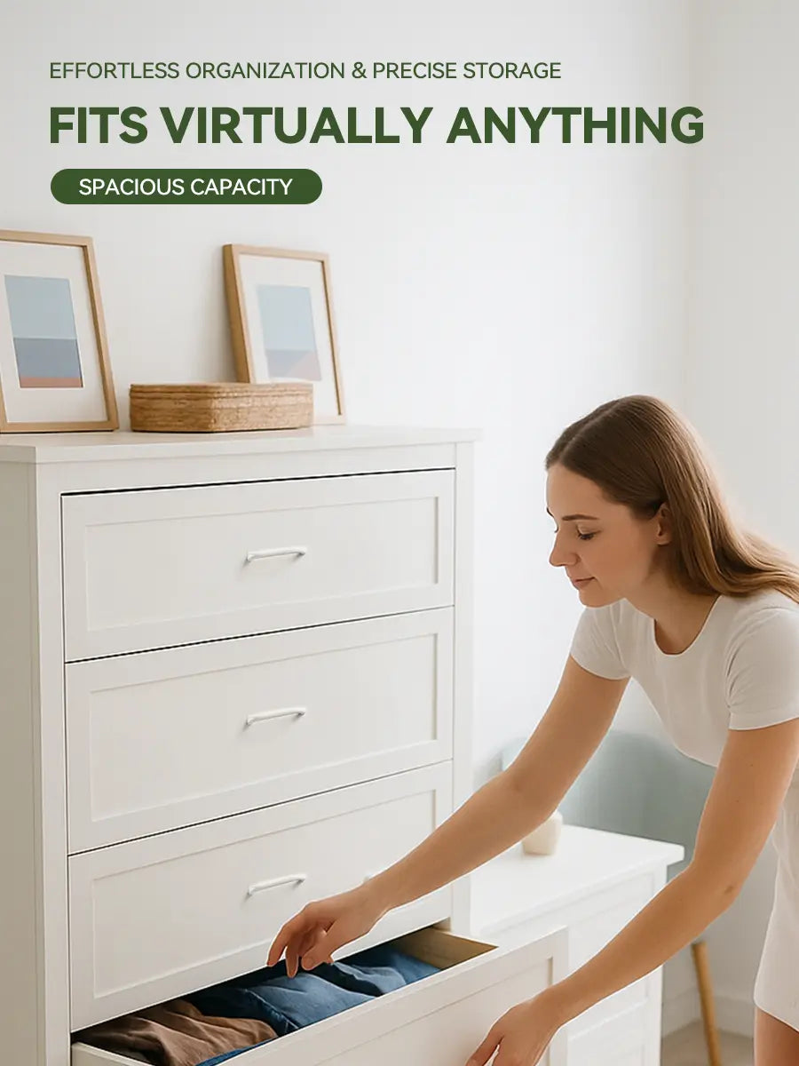 White Dresser with Drawers for Clothes – Fits Bedroom/Living Room – 121×80×40cm