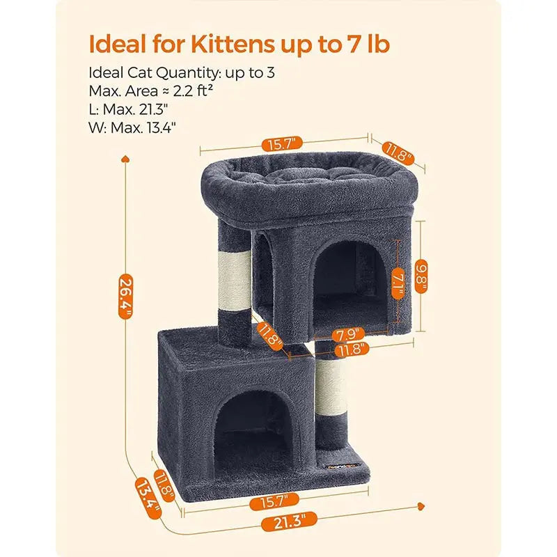 FURNMICS 26.4-Inch Cat Tower with 2 Cat Caves