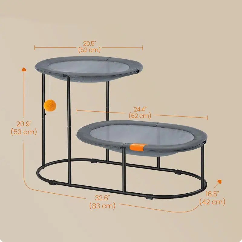 FURNMICS-2-Tier Elevated Cat Bed for Multi-Cat Households
