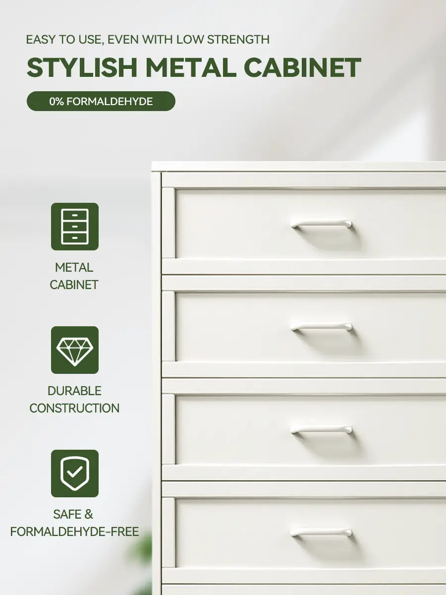 White Dresser with Drawers for Clothes – Fits Bedroom/Living Room – 121×80×40cm
