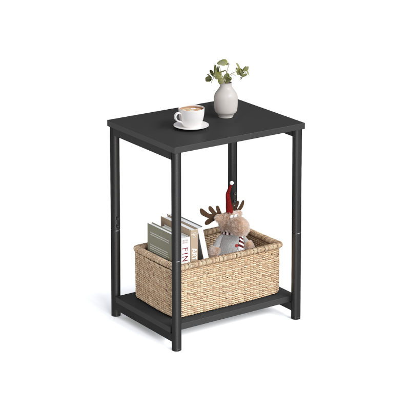 VASAGLE Industrial Steel Frame Side Tables Set, Open Storage Shelf
