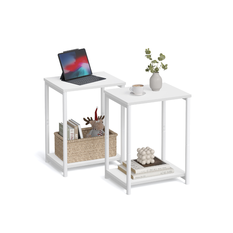 VASAGLE Industrial Steel Frame Side Tables Set, Open Storage Shelf