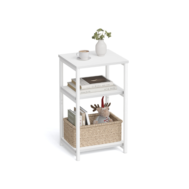 VASAGLE Industrial 3-Tier Slim Side Table, Storage Shelves, Sturdy Steel Frame