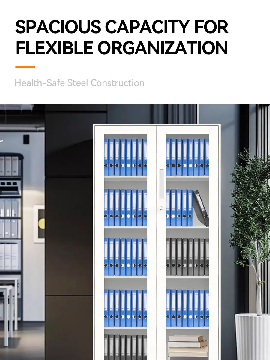 Display Cabinet HL-A-002-0001 – 2-Door Metal Frame – 185×90×40cm