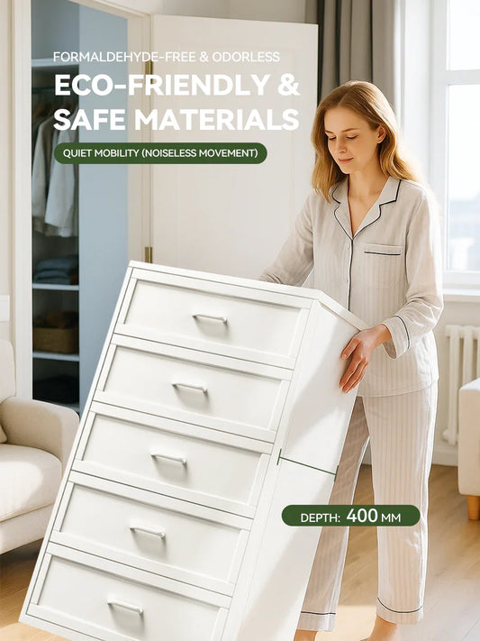 White Dresser with Drawers for Clothes – Fits Bedroom/Living Room – 121×80×40cm