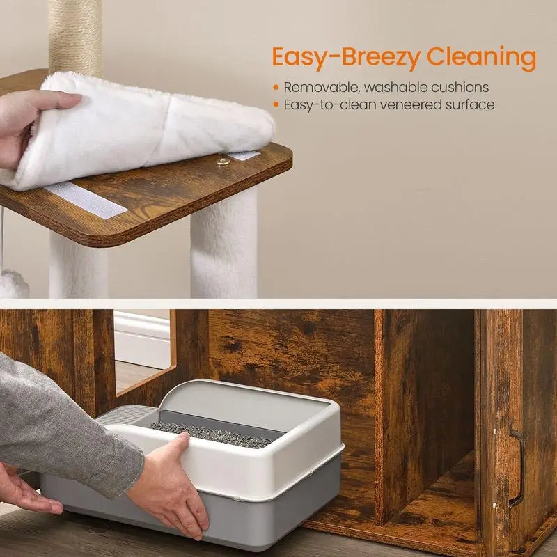 FURNMICS 66.9-Inch Cat Tower with Litter Box Enclosure