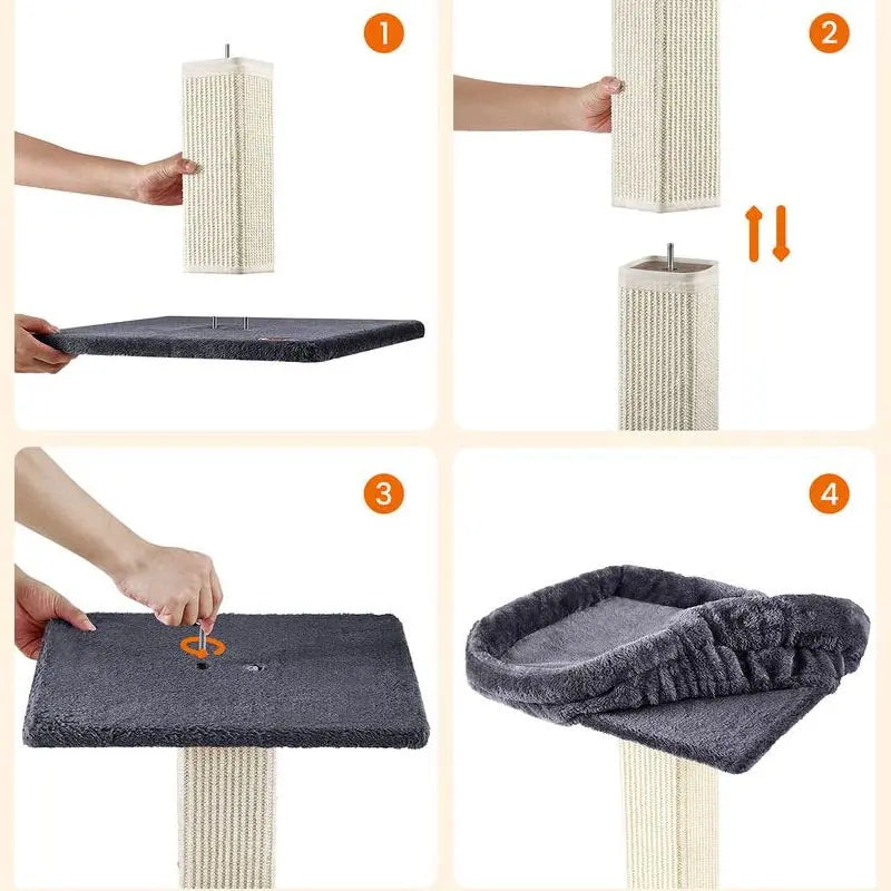 FURNMICS 27.9-Inch Cat Scratcher with 15.7 x 11.8 Inches Plush Perch