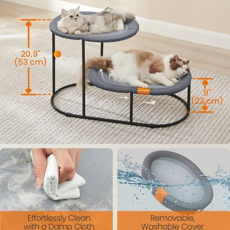 FURNMICS-2-Tier Elevated Cat Bed for Multi-Cat Households