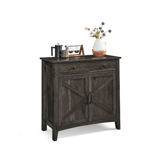 VASAGLE Farmhouse Buffet Cabinet, Storage Sideboard with Adjustable Shelf, Rustic Charm