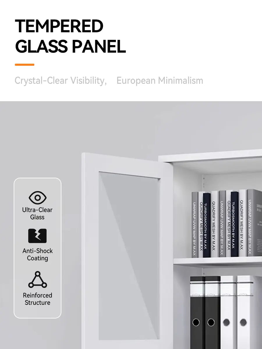 Display Cabinet HL-A-002-0001 – 2-Door Metal Frame – 185×90×40cm