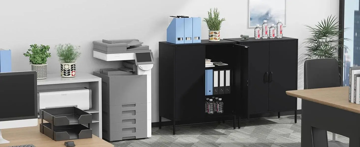 Metal Storage Cabinet with Doors and Shelves