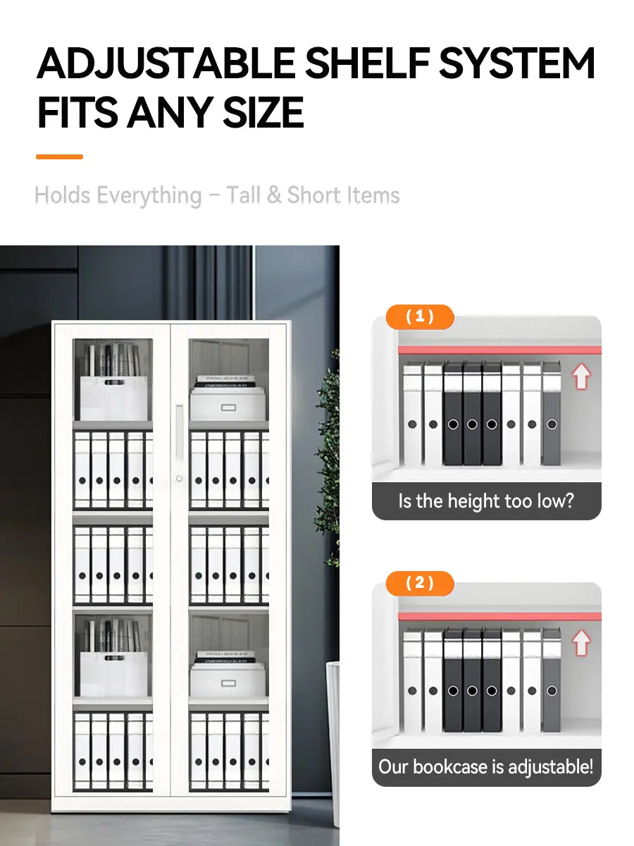 Display Cabinet HL-A-002-0001 – 2-Door Metal Frame – 185×90×40cm
