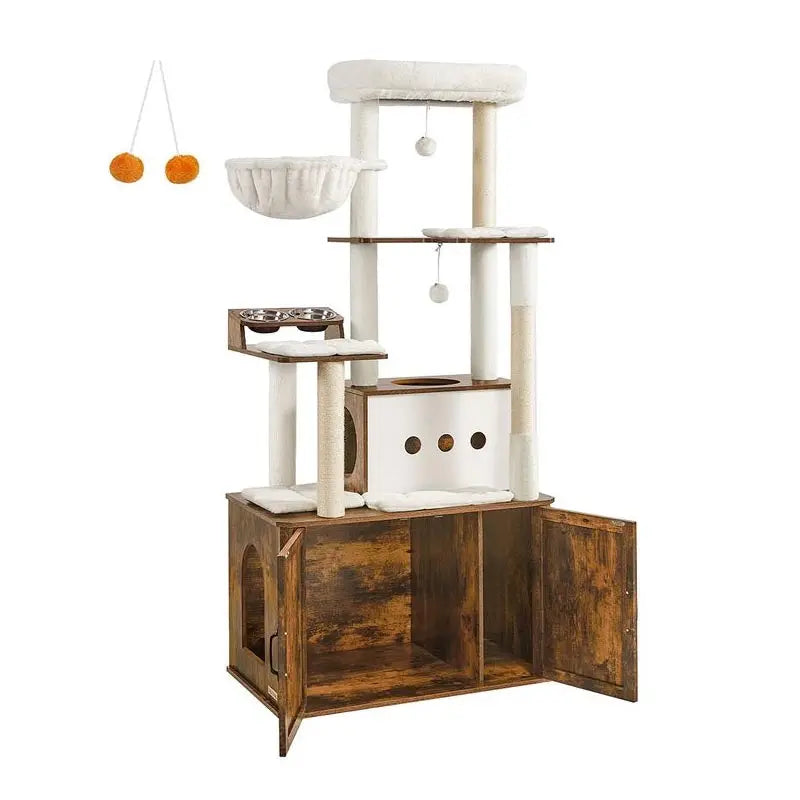 FURNMICS 66.9-Inch Cat Tower with Litter Box Enclosure