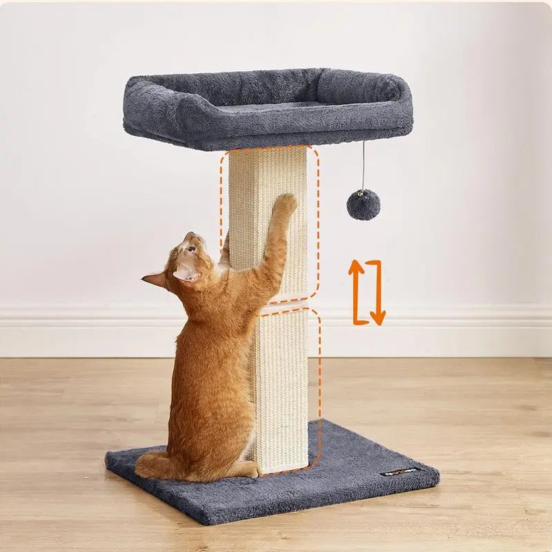 FURNMICS 27.9-Inch Cat Scratcher with 15.7 x 11.8 Inches Plush Perch