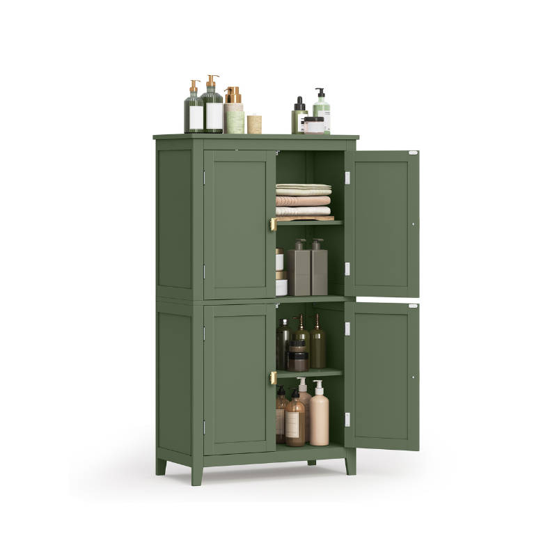 VASAGLE Freestanding Bathroom Storage Cabinet, Four Doors, Adjustable Shelves, Space Saving