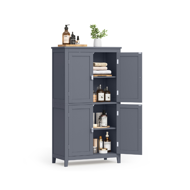 VASAGLE Freestanding Bathroom Storage Cabinet, Four Doors, Adjustable Shelves, Space Saving