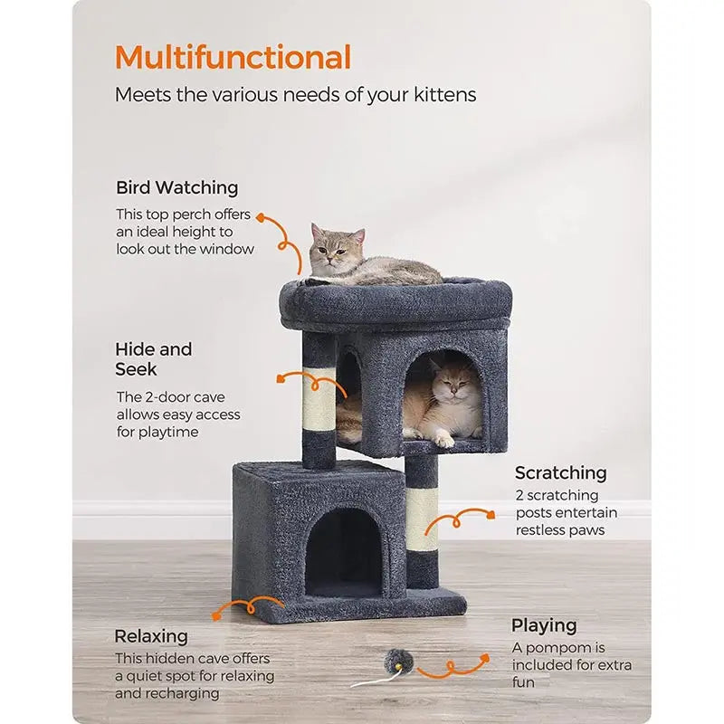 FURNMICS 26.4-Inch Cat Tower with 2 Cat Caves