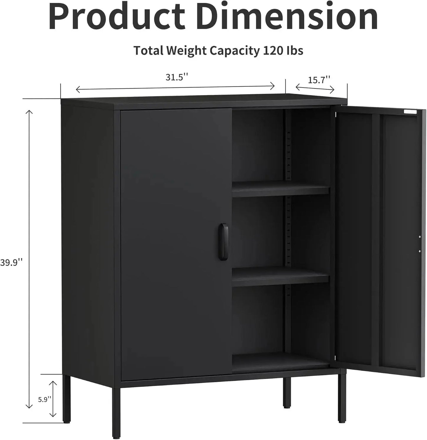 Metal Storage Cabinet with Doors and Shelves