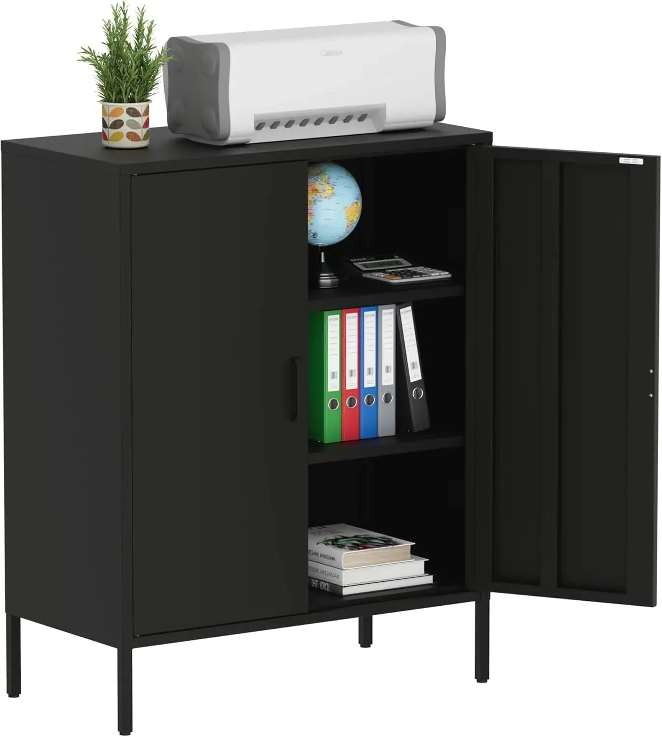 Metal Storage Cabinet with Doors and Shelves