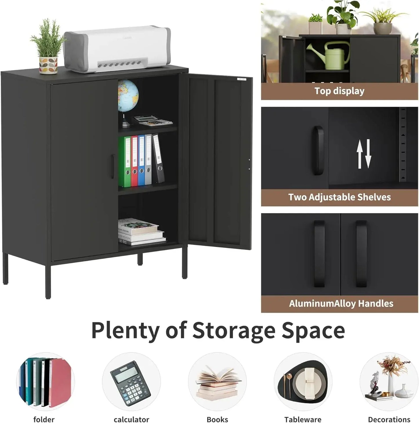 Metal Storage Cabinet with Doors and Shelves