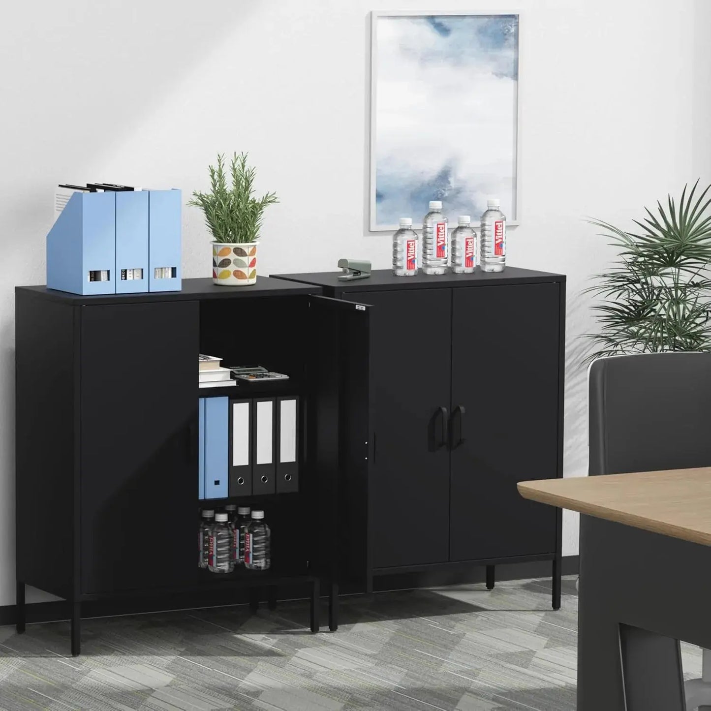 Metal Storage Cabinet with Doors and Shelves