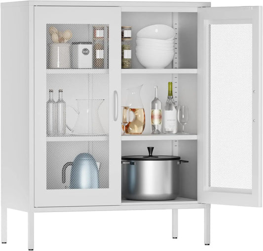 White Metal Storage Cabinet