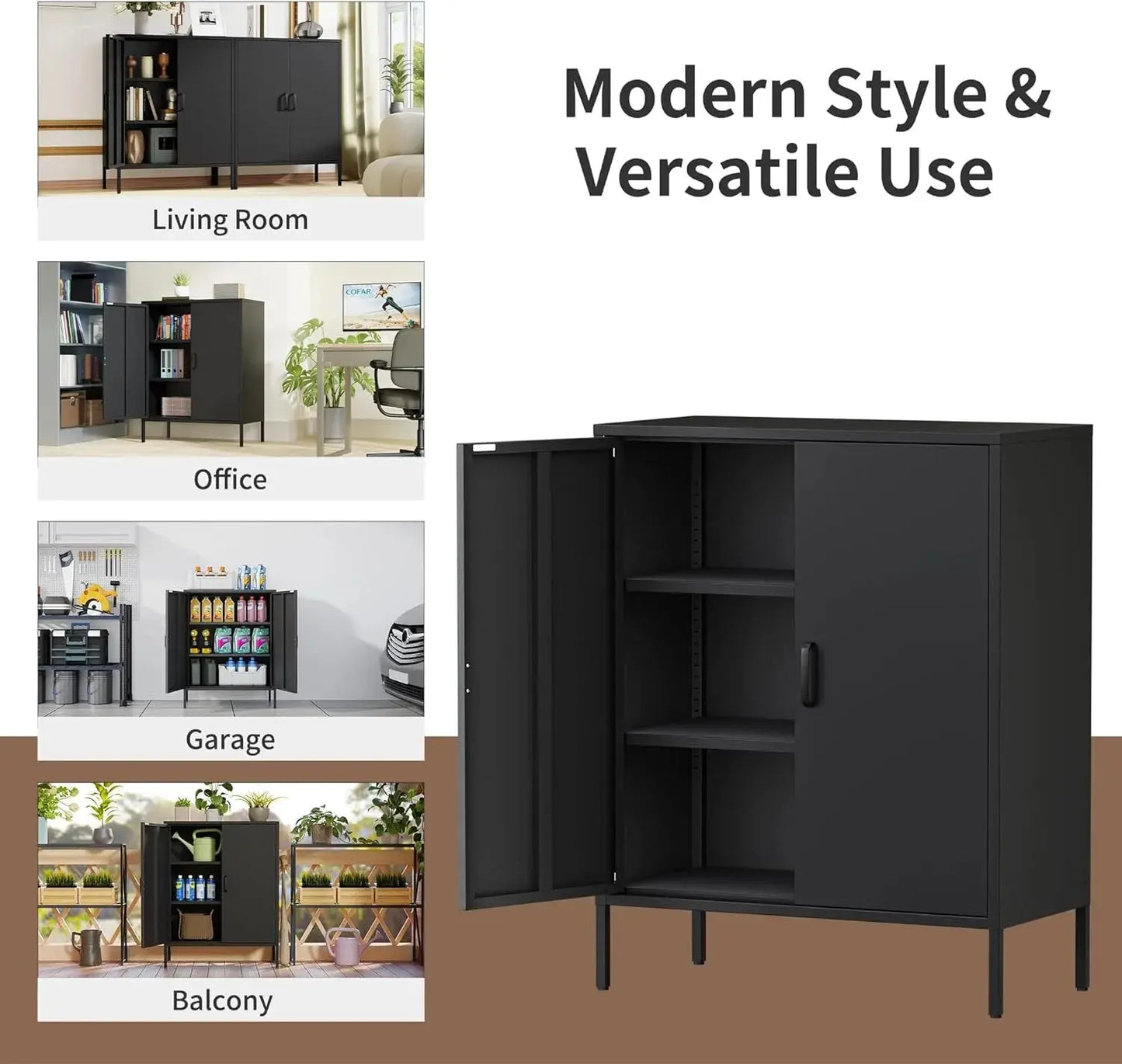 Metal Storage Cabinet with Doors and Shelves