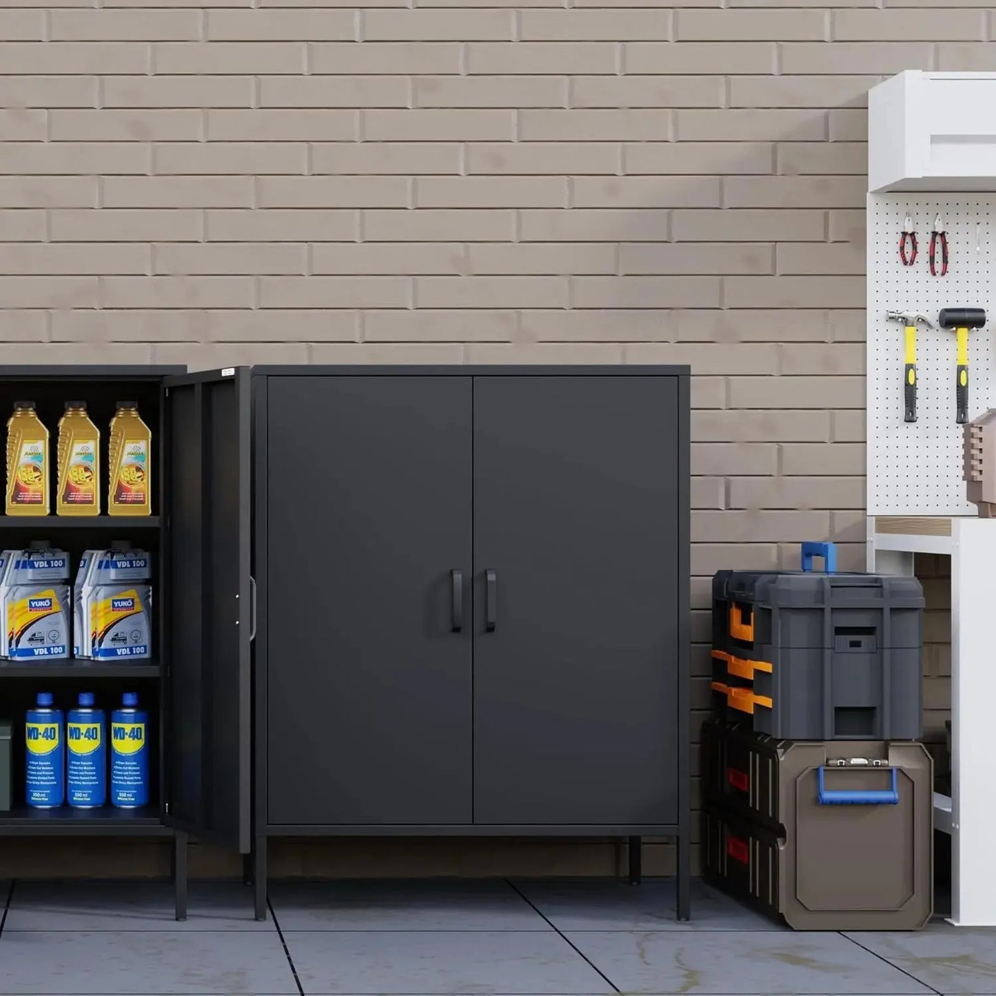 Metal Storage Cabinet with Doors and Shelves