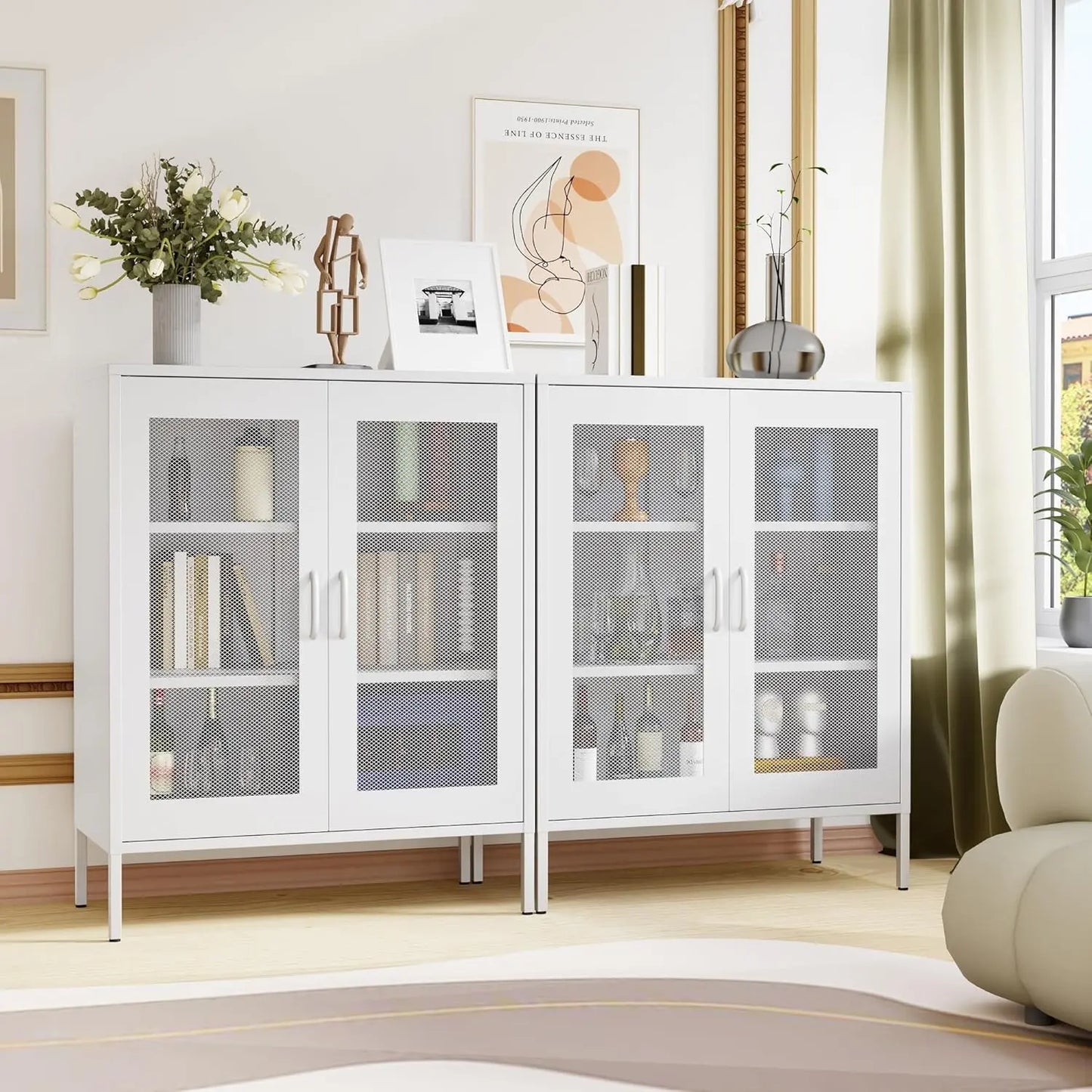 White Metal Storage Cabinet