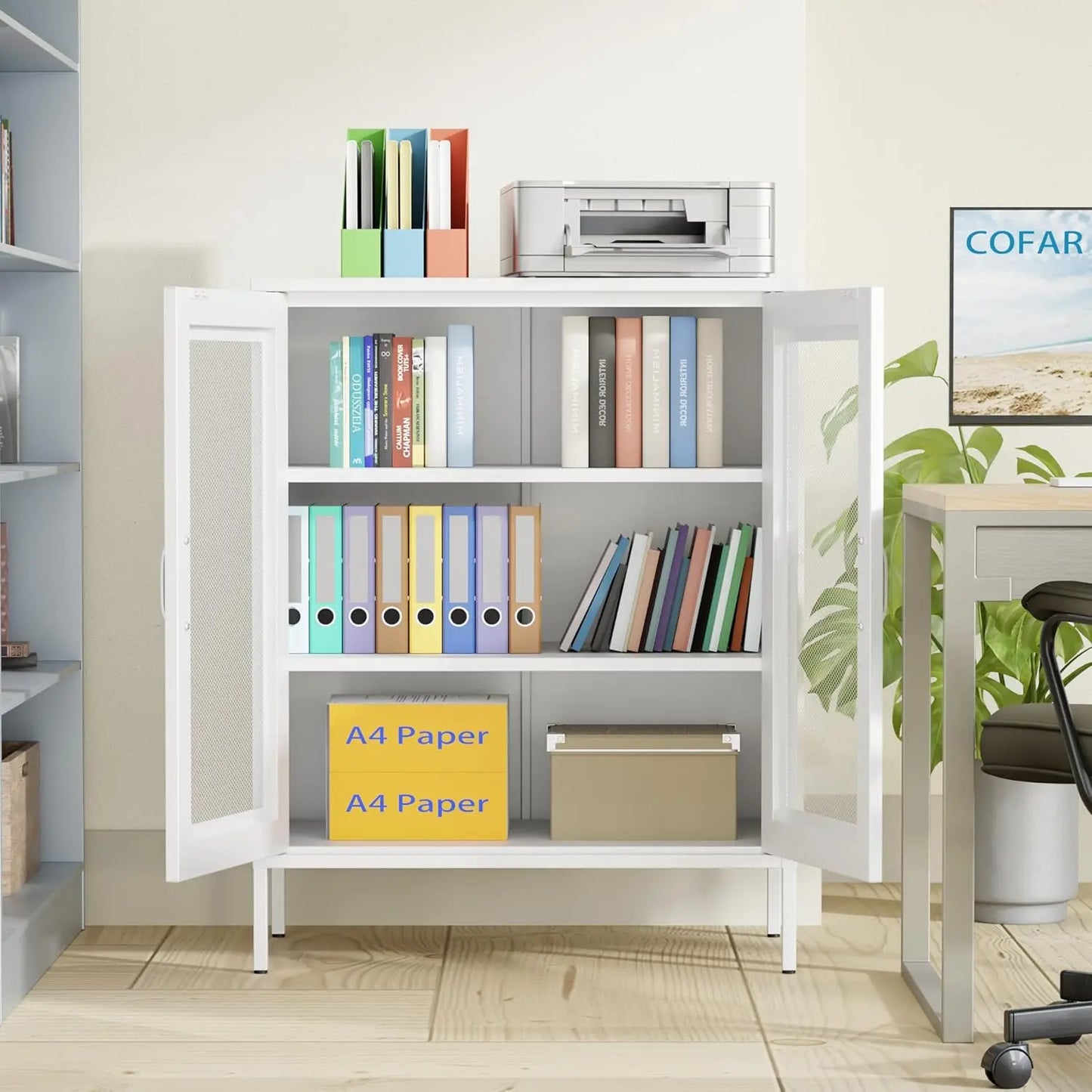 White Metal Storage Cabinet