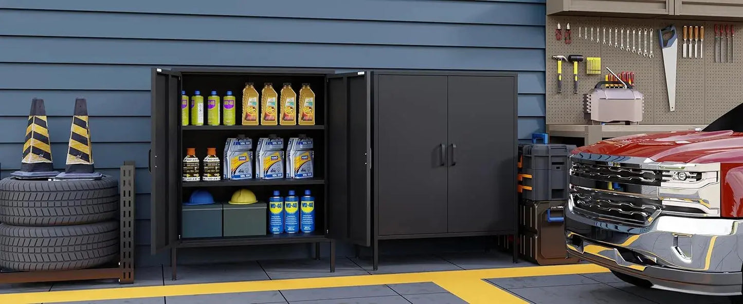 Metal Storage Cabinet with Doors and Shelves