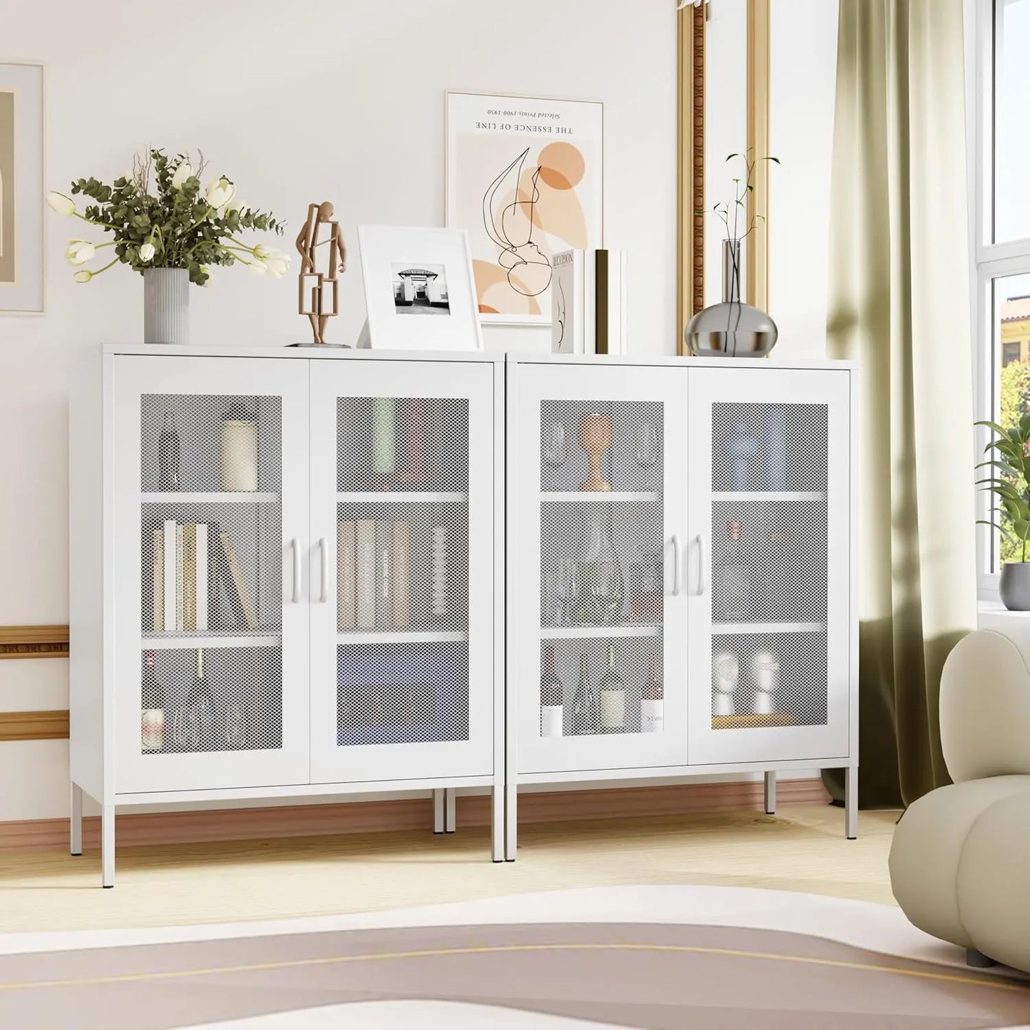 White Metal Storage Cabinet