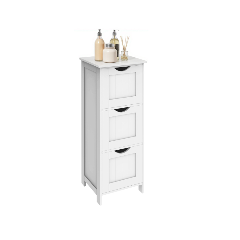 VASAGLE Matte White 3-Drawer Freestanding Floor Cabinet for Bathroom Storage