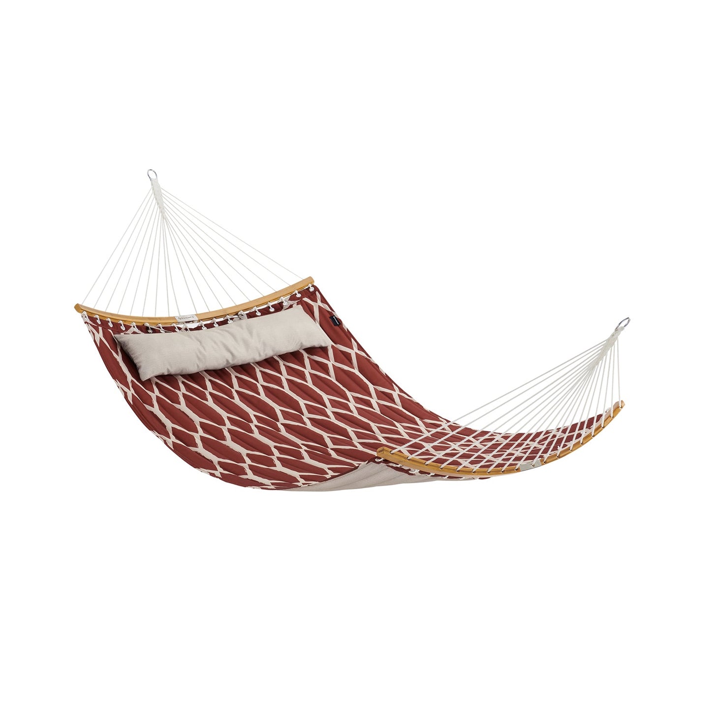 Premium Quilted Hammock, Curved Bamboo Spreader, Plush Pillow, 495lb Capacity