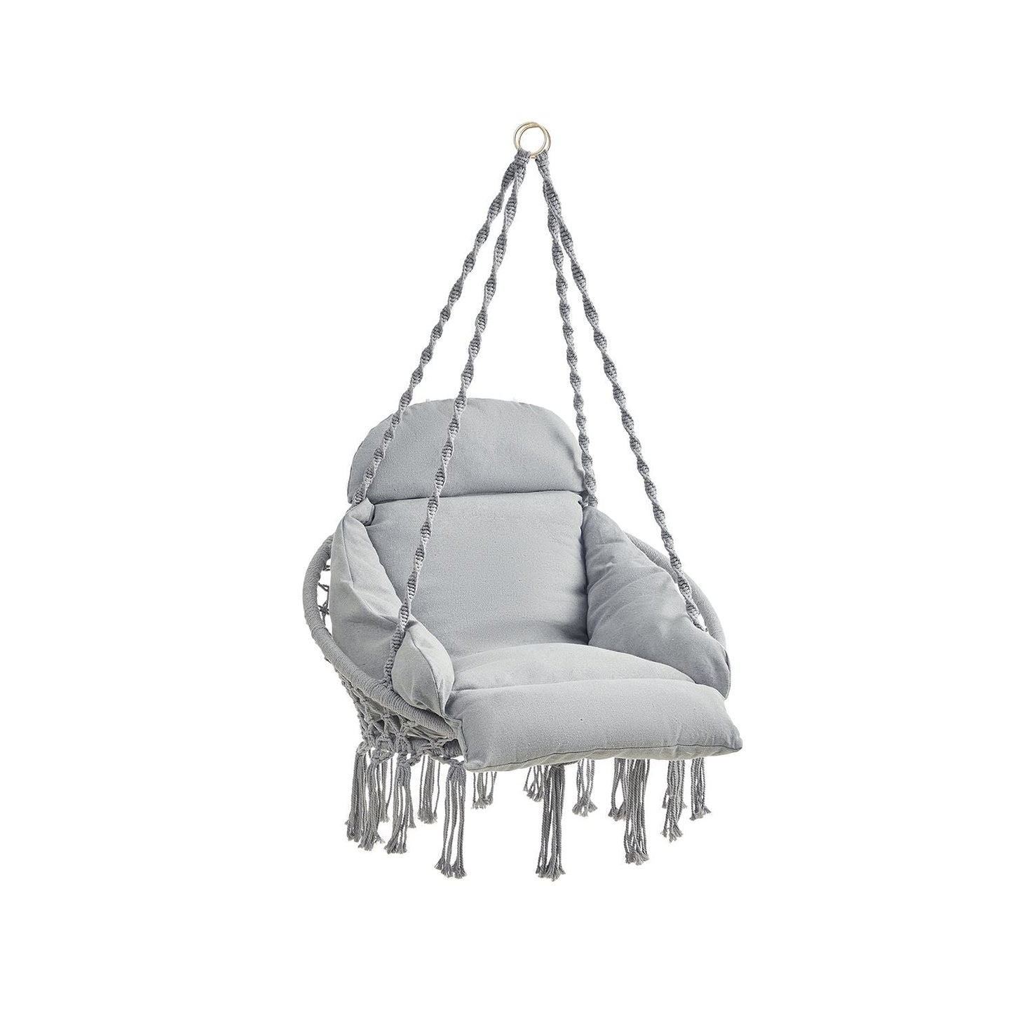 SONGMICS Cozy Boho Hammock Swing Chair with Plush Cushion for Indoor Outdoor Relaxation