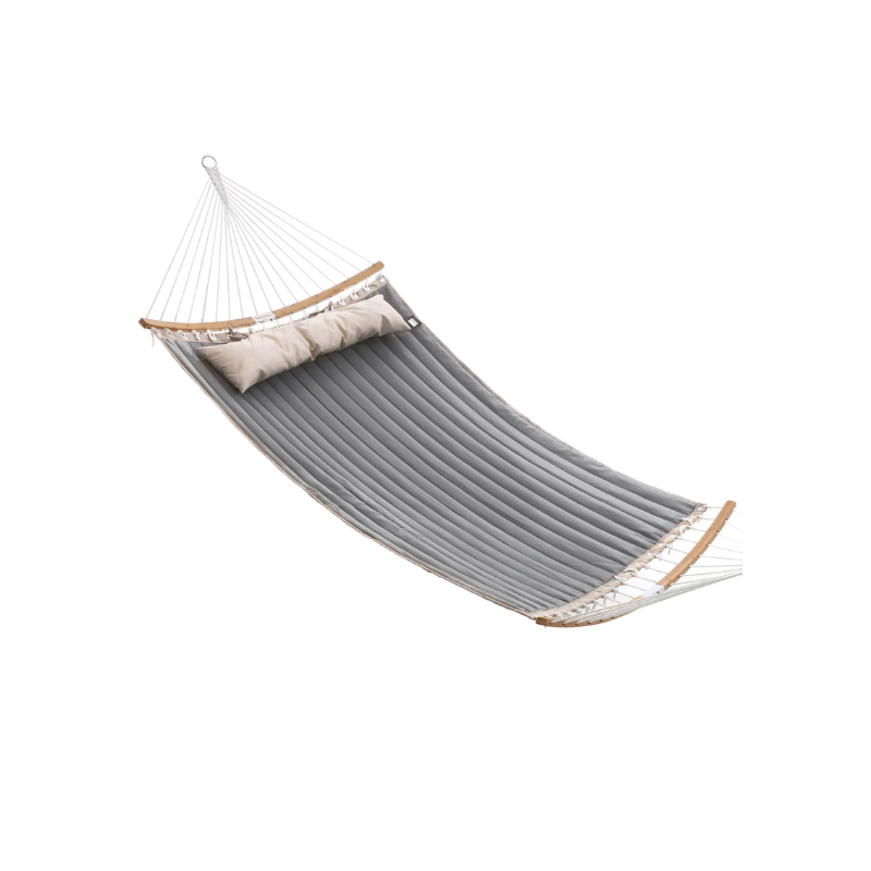 Premium Quilted Hammock, Curved Bamboo Spreader, Plush Pillow, 495lb Capacity