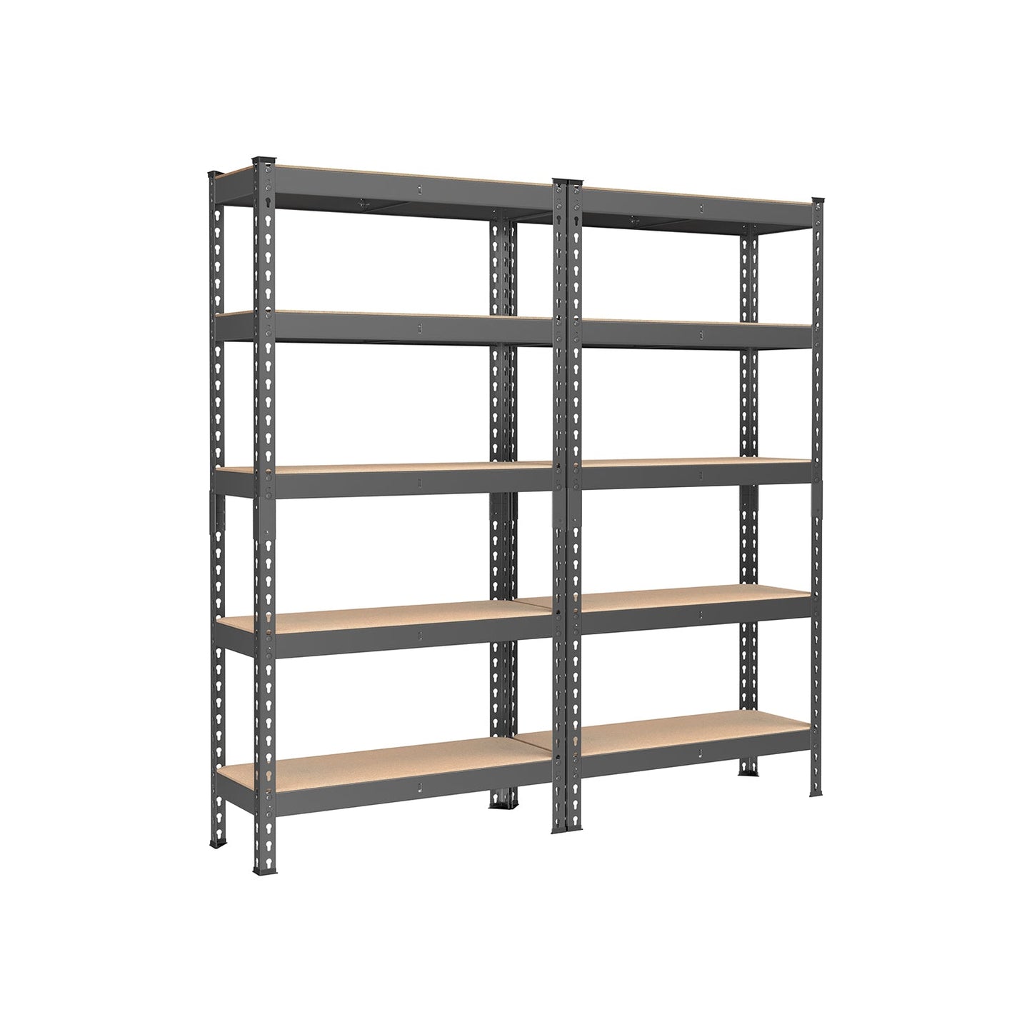 Heavy Duty 5-Tier Steel Garage Storage Shelves (Set of 2), Adjustable Boltless