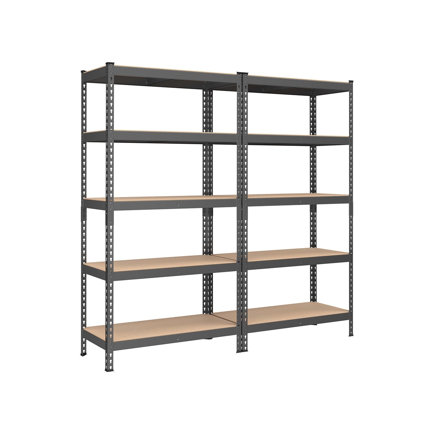Heavy Duty 5-Tier Steel Garage Storage Shelves (Set of 2), Adjustable Boltless