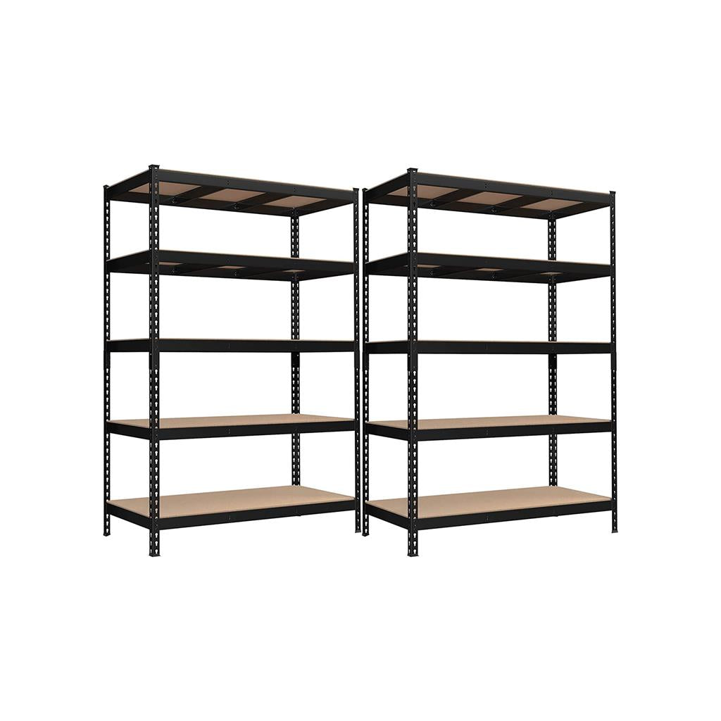 Heavy Duty 5-Tier Steel Garage Storage Shelves (Set of 2), Adjustable Boltless