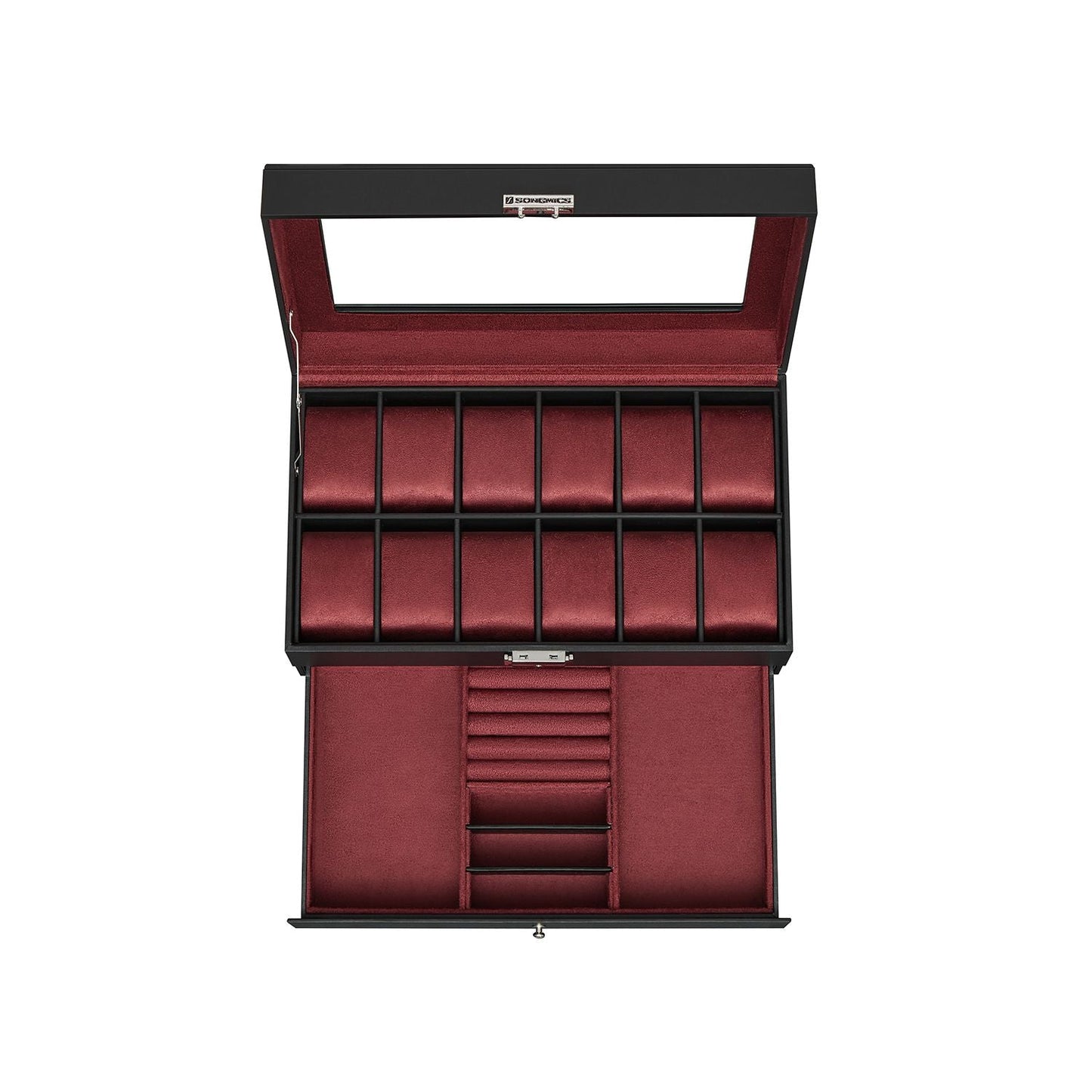 FURNMICS 6-Slot Lockable Watch Case with Glass Lid