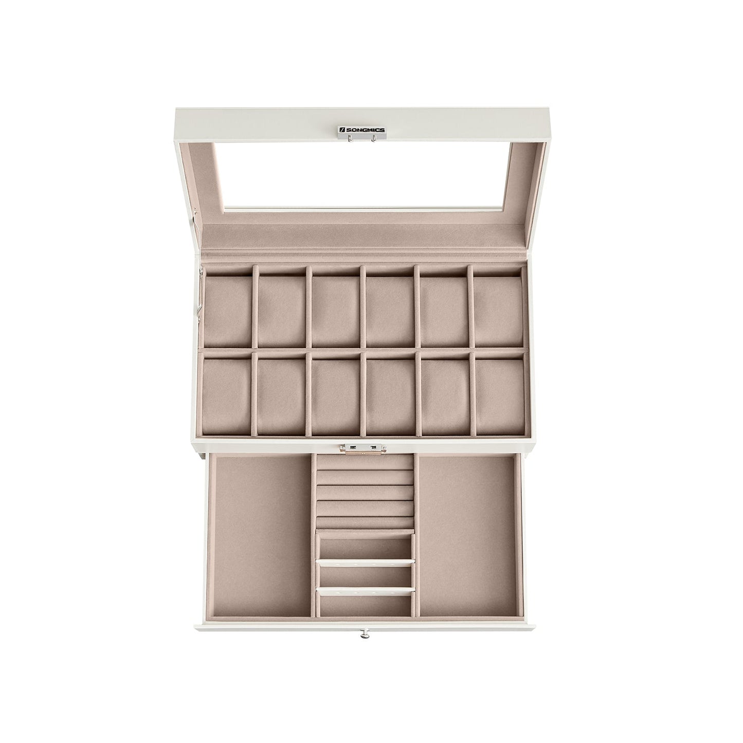 FURNMICS 6-Slot Lockable Watch Case with Glass Lid