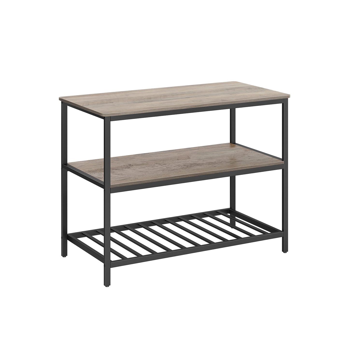VASAGLE Industrial Kitchen Island: Spacious Worktop, 3 Shelves, Sturdy Iron Frame
