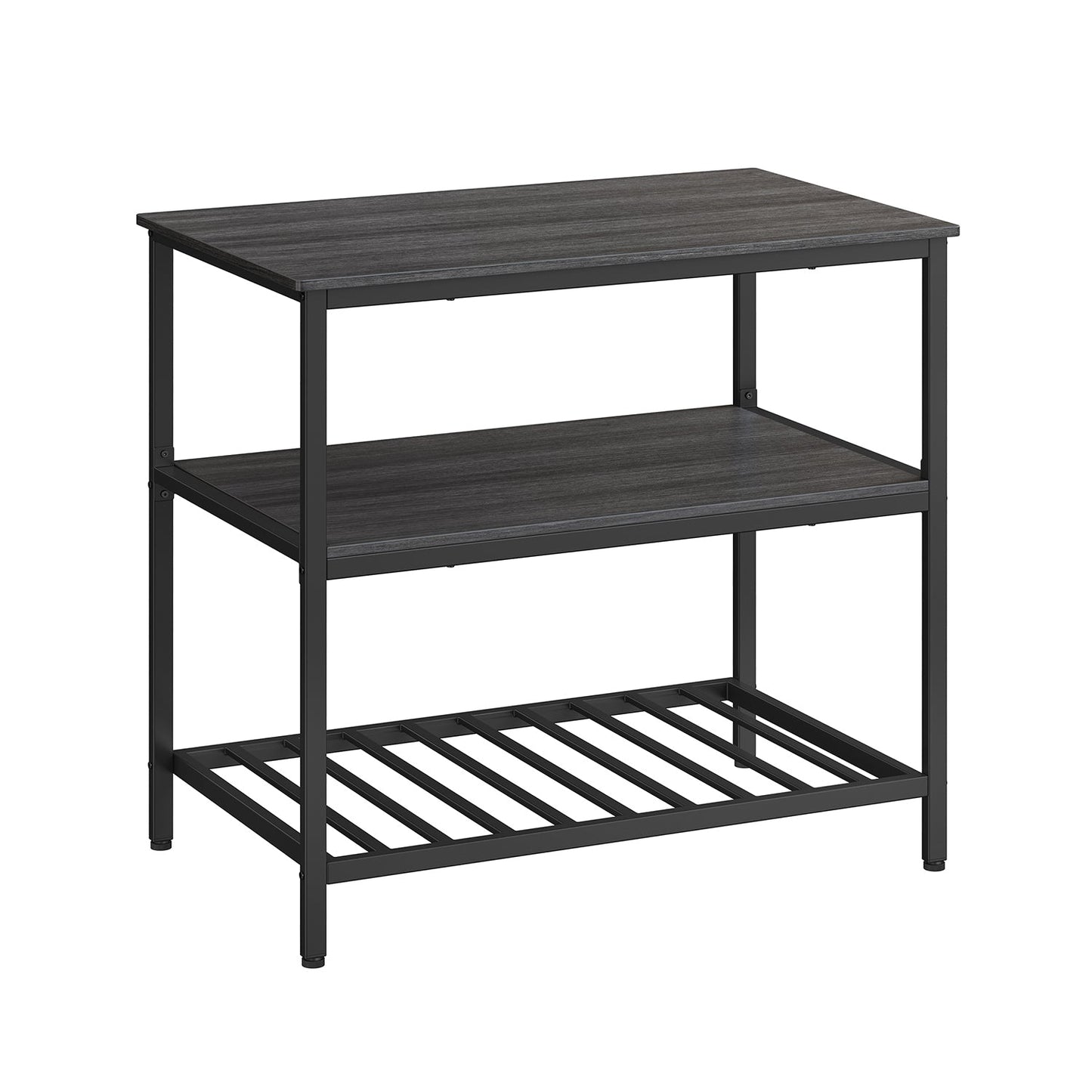 VASAGLE Industrial Kitchen Island: Spacious Worktop, 3 Shelves, Sturdy Iron Frame