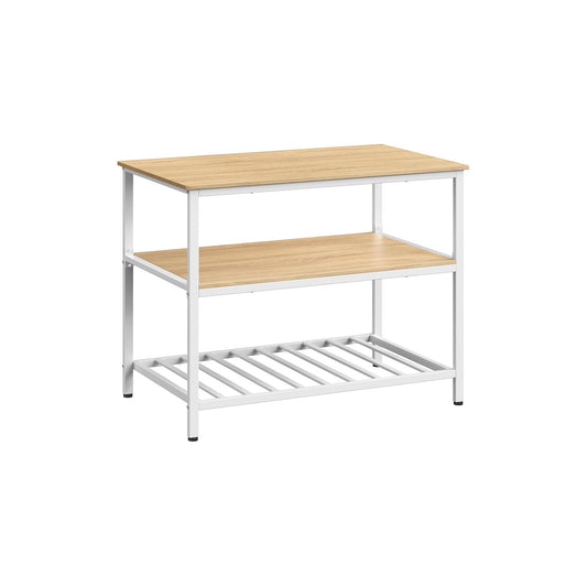Kitchen Island with 3 Open Shelves and Steel Frame