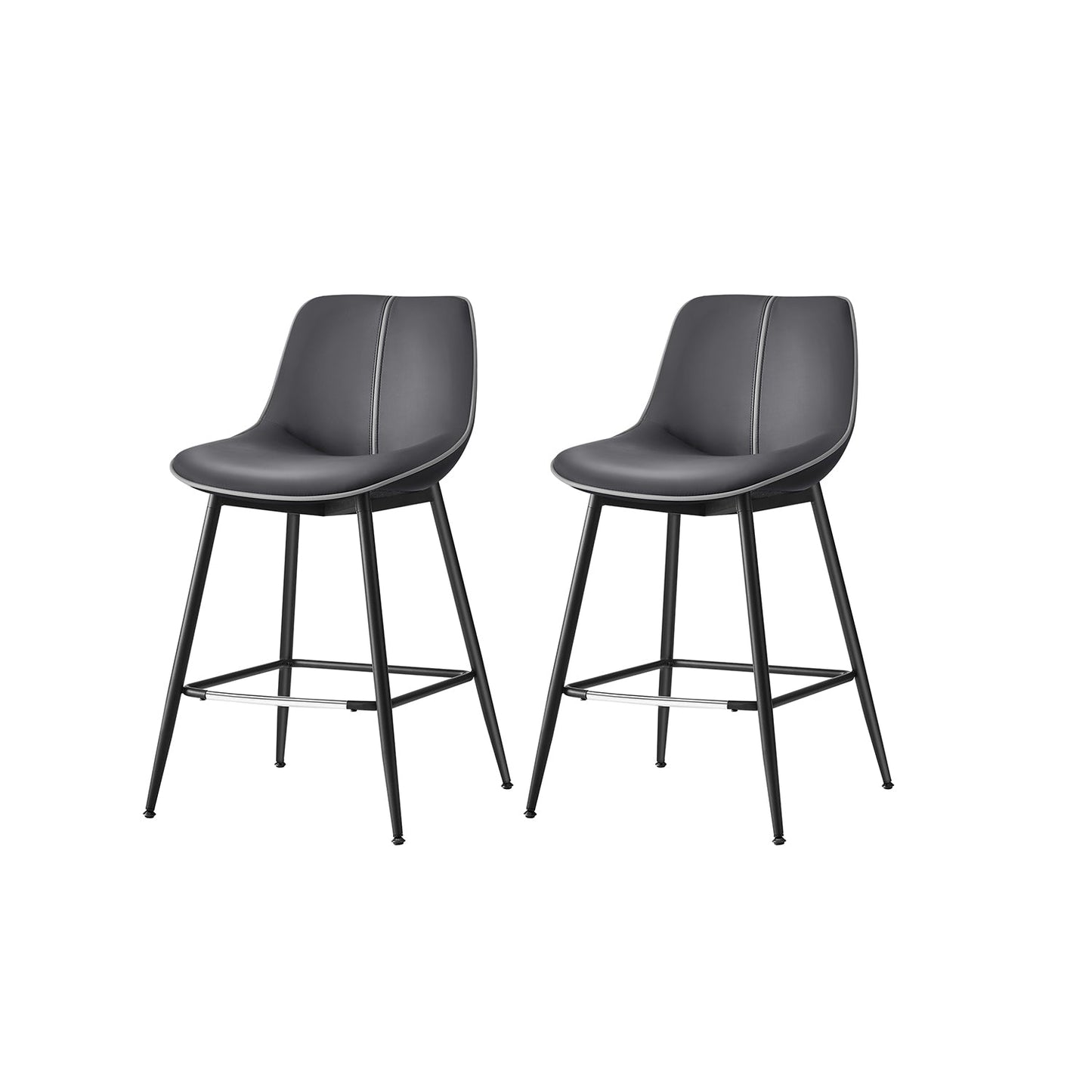 VASAGLE Modern Faux Leather Bar Stools with Ergonomic Backrest and Sturdy Metal Legs