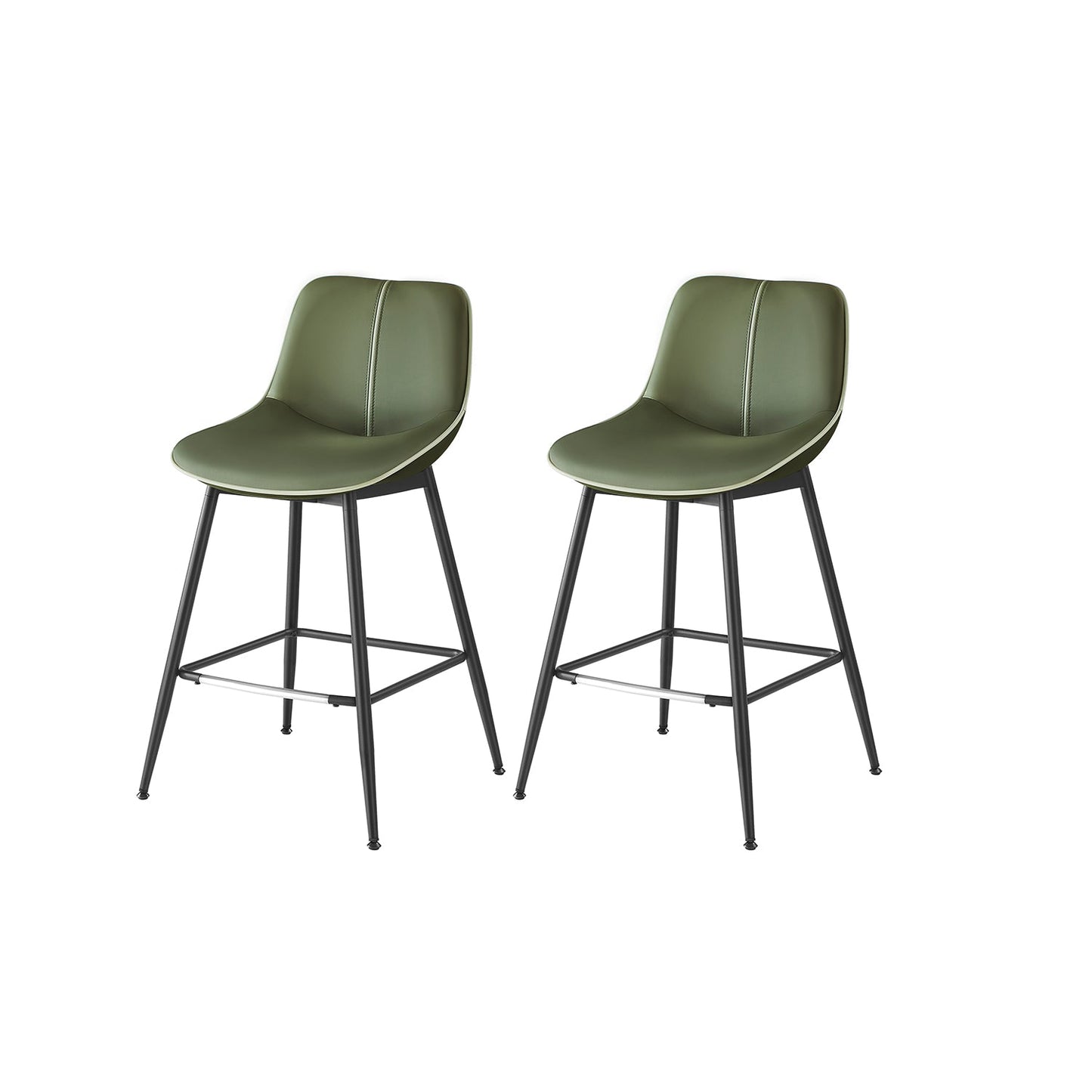 VASAGLE Modern Faux Leather Bar Stools with Ergonomic Backrest and Sturdy Metal Legs