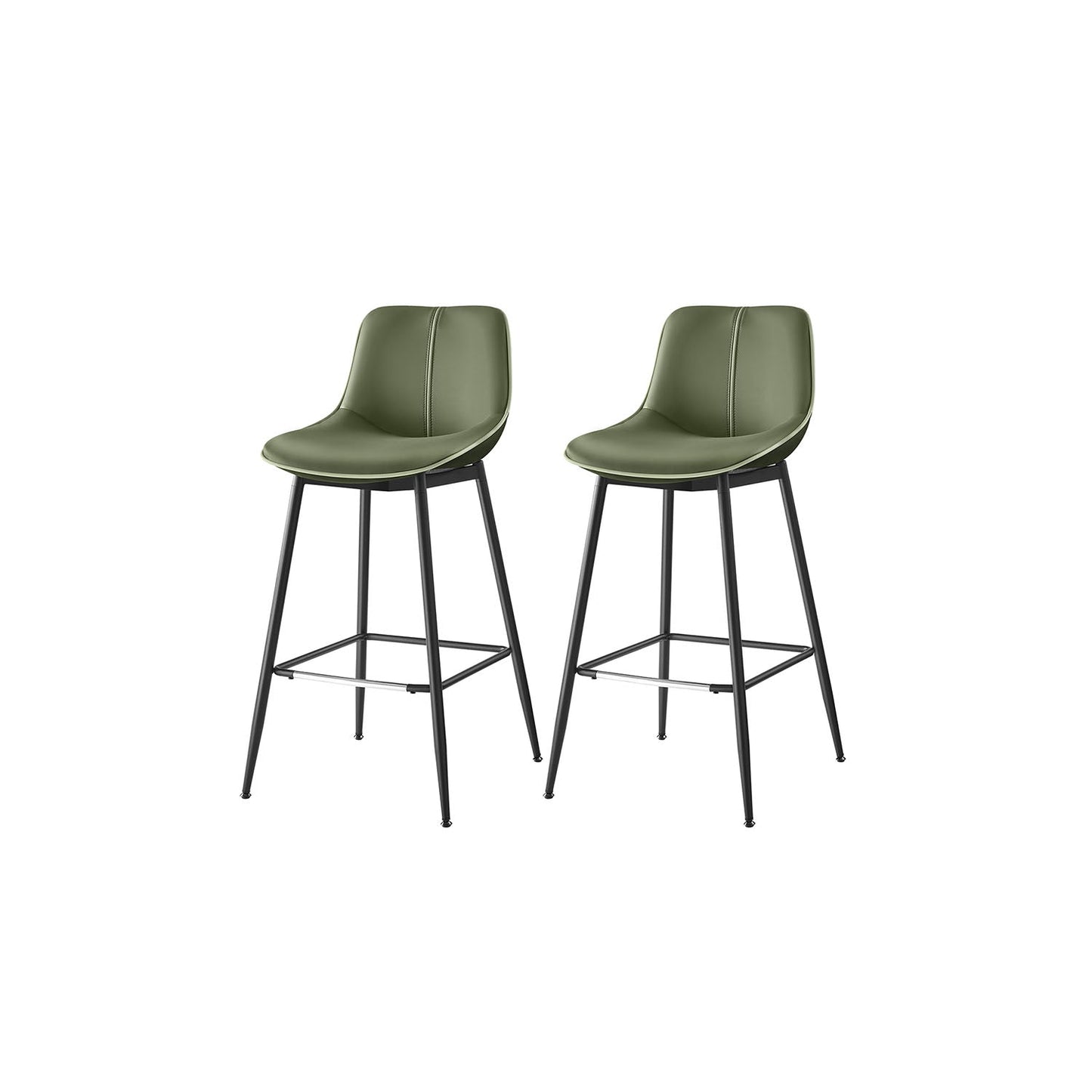 VASAGLE Modern Faux Leather Bar Stools with Ergonomic Backrest and Sturdy Metal Legs