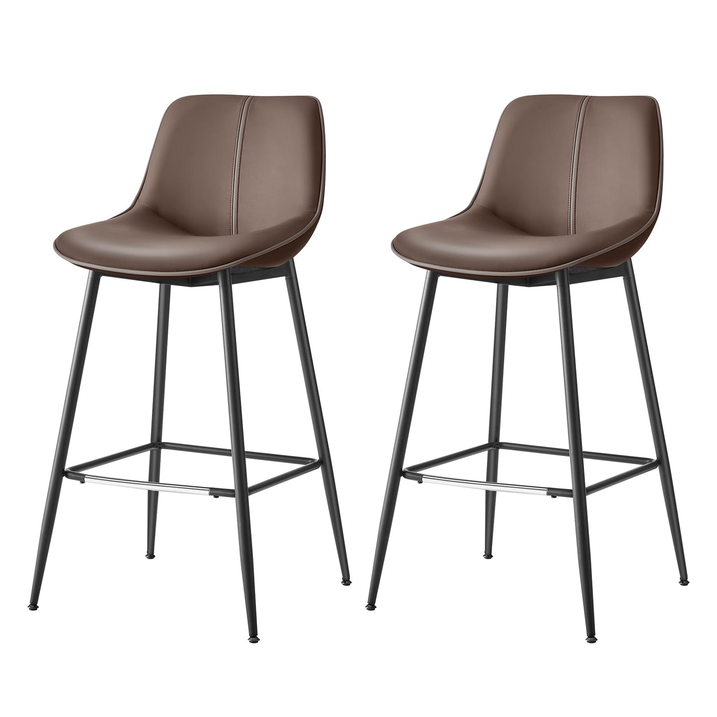 VASAGLE Modern Faux Leather Bar Stools with Ergonomic Backrest and Sturdy Metal Legs