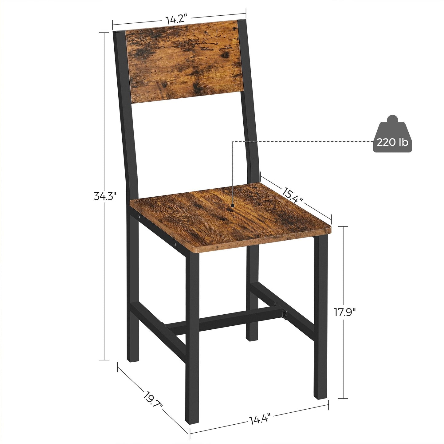 VASAGLE Industrial Dining Chairs Set: Modern Steel Frame, Multiple Colors & Packs